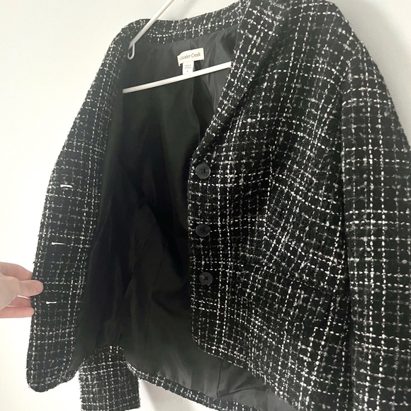 Coldcreek Water vintage black & white tweed front buttons jacket blazer - Picture 16 of 17
